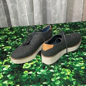 Dr. Scholl's Lillian Wedge Oxford Lace Up Round Toe Grey Women Comfort Shoe 8.5M